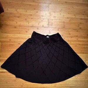 Maeve Black Circle Skirt With Velvet Grid Pattern Size M